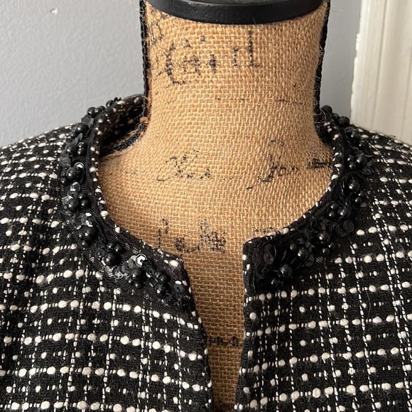 Fenn Wright Manson Women’s Black & White Tweed Blazer with Crystal Details Sz S - Picture 5 of 8